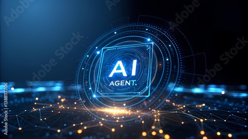 Futuristic AI Agent Technology Network Innovation Digital Transformation