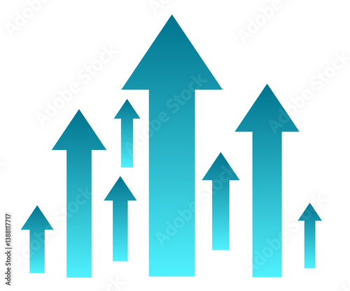 Arrows move upward, growth increase concept
