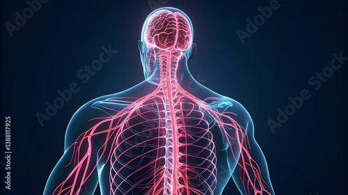 Human Nervous System Anatomy Posterior View Brain Spinal Cord Nerves