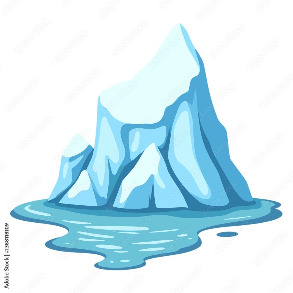 Fototapeta premium Iceberg floating in calm water against a white background 