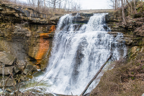 Waterfall cascading over rocky terrain in Cuyahoga Valley National Park