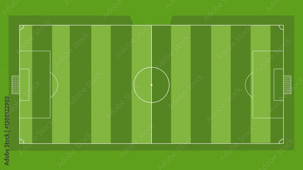 Soccer or football field topview full HD animation. Soccer field lines animation on grass background. aerial view of sport field in campus. Football Soccer Stadium Field with Ball and Copy Space Soccer or football field topview full HD animation. Soccer field lines animation on grass background. aerial view of sport field in campus. Football Soccer Stadium Field with Ball and Copy Space