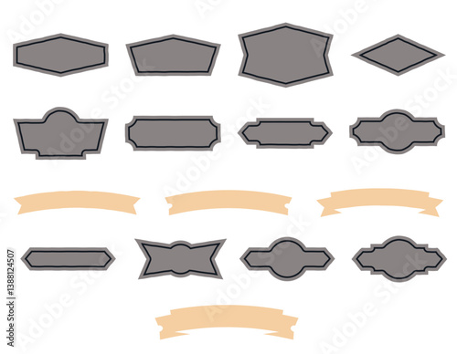 Vintage retro label and ribbon set vector design elements photo