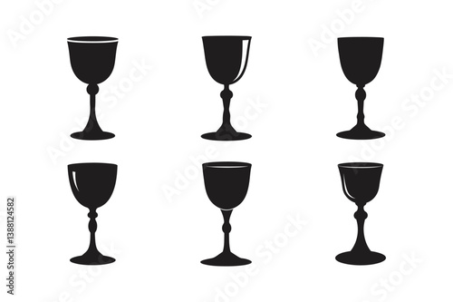 kiddush cup silver wine goblet vector art silhouette