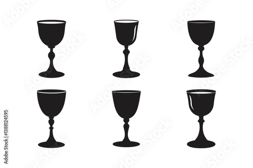 kiddush cup silver wine goblet vector art silhouette