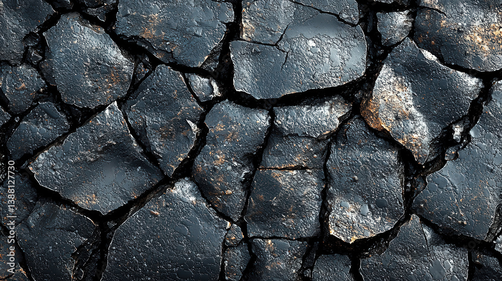 Fototapeta premium Cracked soil surface drought zone textured image natural environment close-up view earth degradation