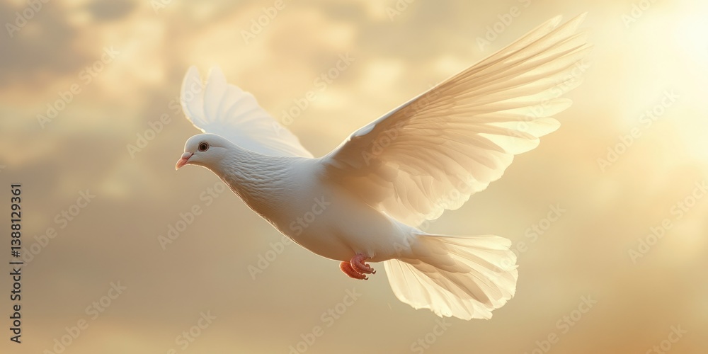 White Dove Flying in Sky White Dove Flying in Sky