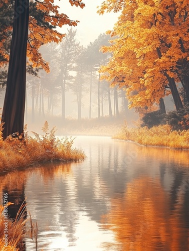 River surrounded by tall trees