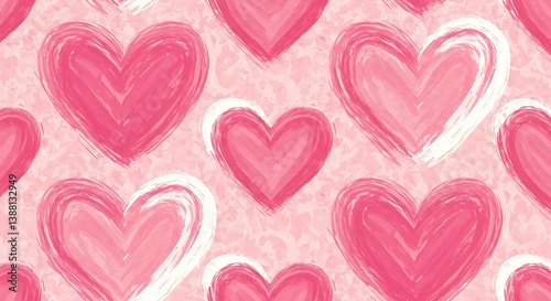 Pink Heartbrush: A Romantic, Hand-Painted Pattern AI Generated