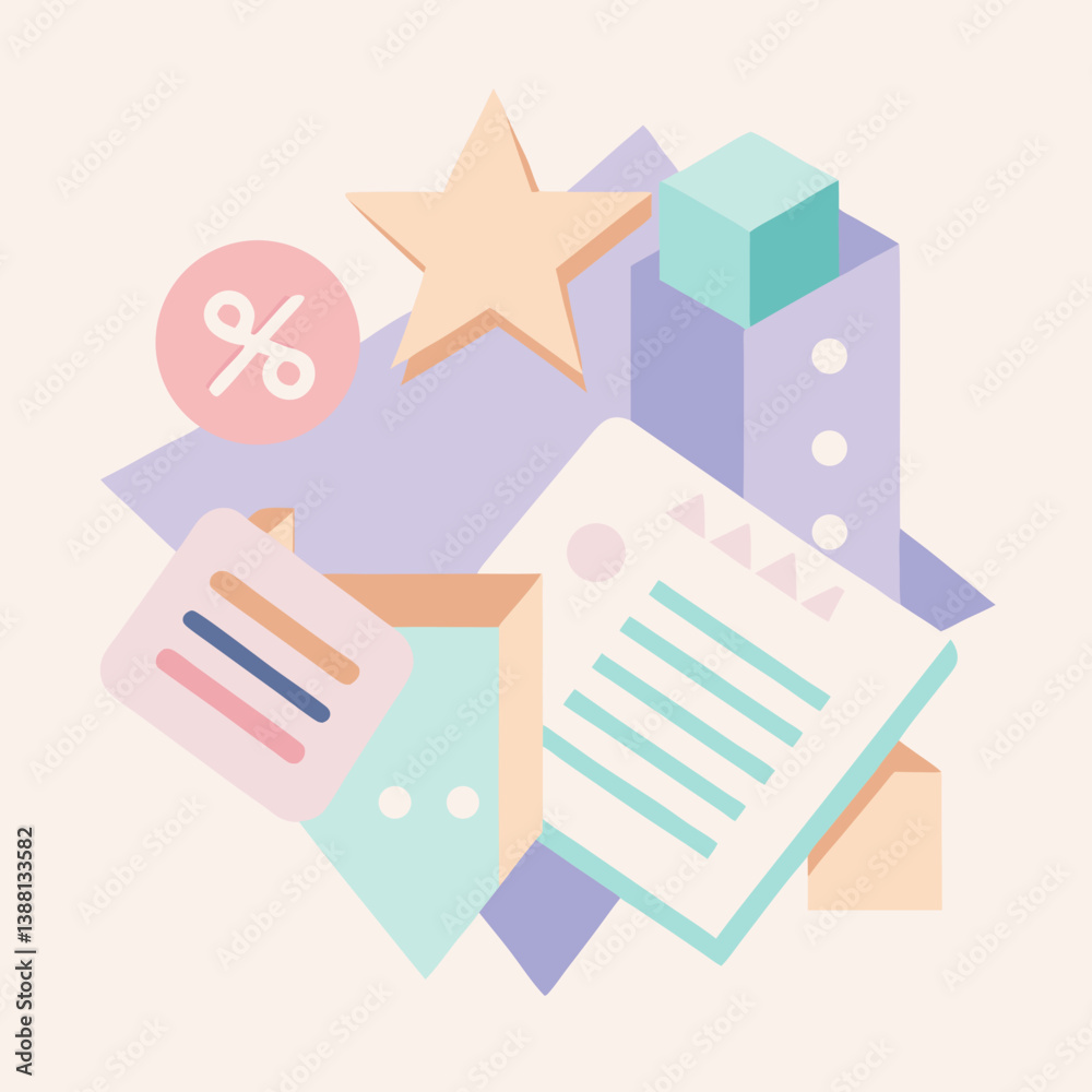 Shopping bags and crumpled paper arranged on a soft pink background, creating a vibrant and playful visual composition. Shopping bags and crumpled paper arranged on a soft pink background, creating a vibrant and playful visual composition.