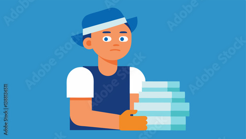 Fear of Injury A gig worker with a bandaged arm looking at a stack of bills with a concerned expression indicating the fear of injury without workers compensation.