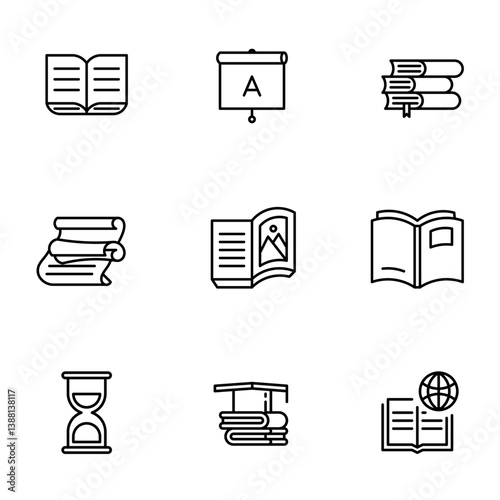 collection of school supplies icons vector illustrations, school supplies, and education, college, elementary, middle, high school, and university.