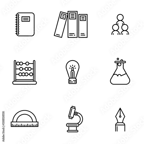 collection of school supplies icons vector illustrations, school supplies, and education, college, elementary, middle, high school, and university.