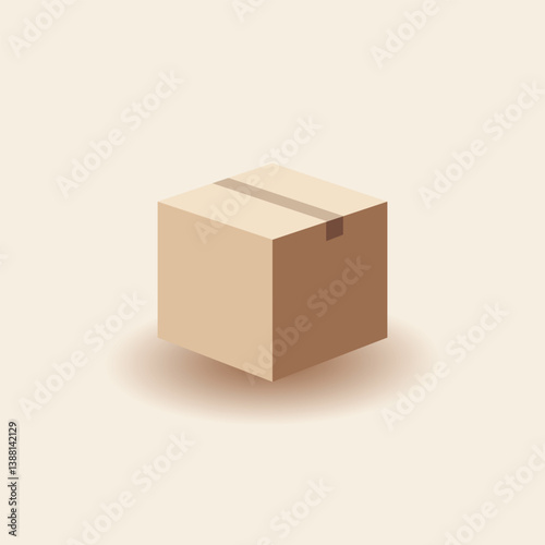 cardboard box icon with soft shadows, ideal for delivery, packaging, logistics, and e commerce projects. Clean and minimal design perfect for UI UX and print materials.