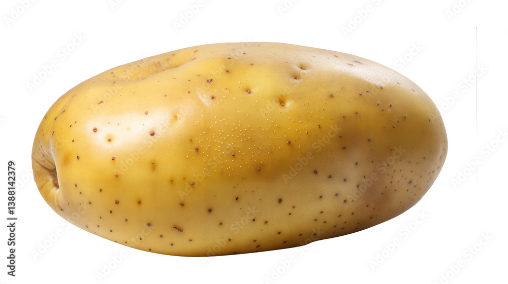 A Single Yellow Potato Isolated on White Background Detailed Closeup View of a Raw Unpeeled Potato A Single Yellow Potato Isolated on White Background Detailed Closeup View of a Raw Unpeeled Potato