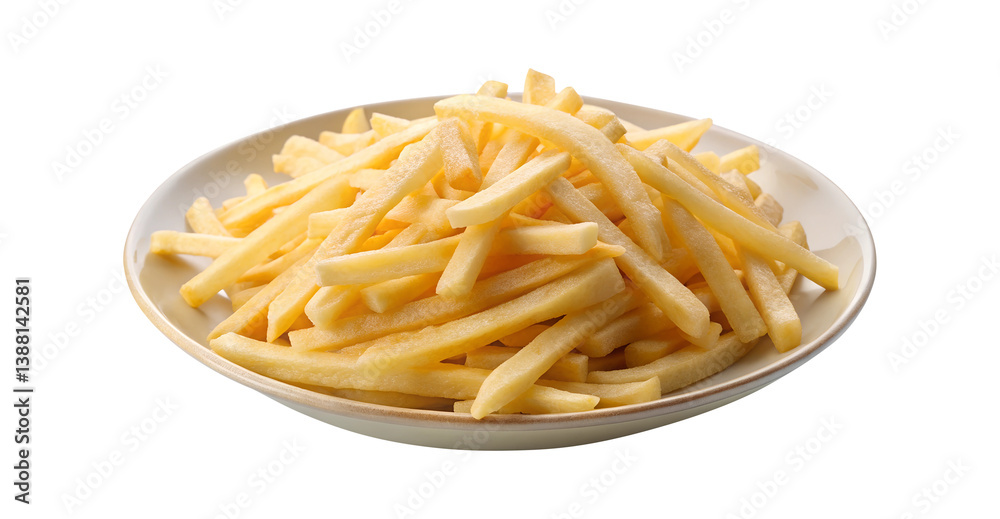A plate of delicious golden french fries crispy potato sticks tasty fast food snack meal treat A plate of delicious golden french fries crispy potato sticks tasty fast food snack meal treat