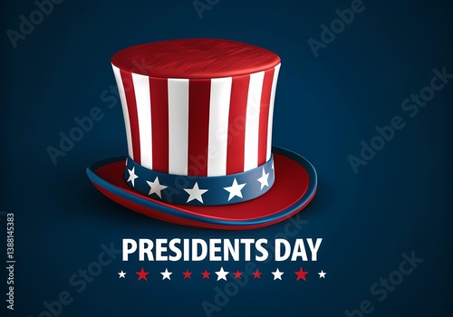 Happy Presidents Day Celebration Featuring a Patriotic Uncle Sams Top Hat