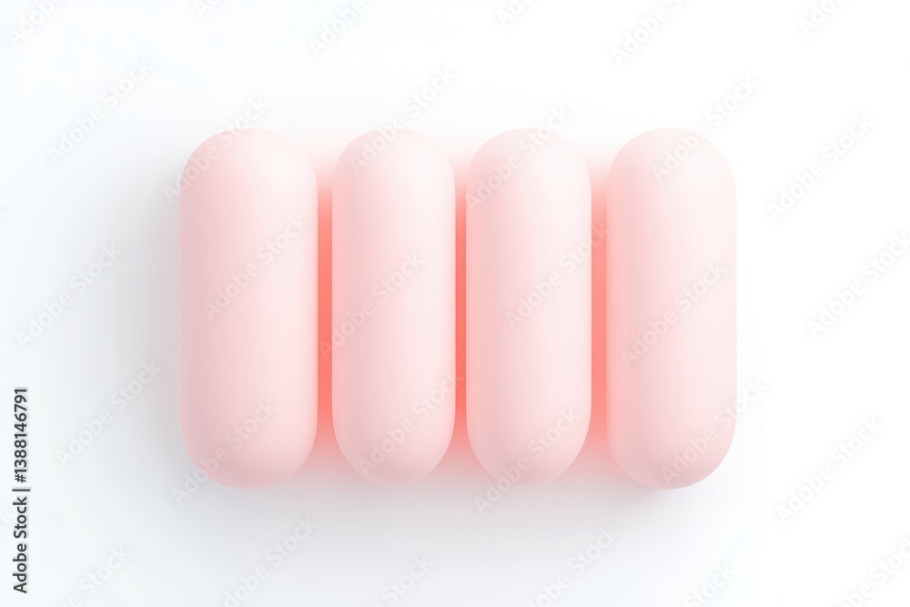 Four light pink oblong shapes arranged in a row on a white background Four light pink oblong shapes arranged in a row on a white background