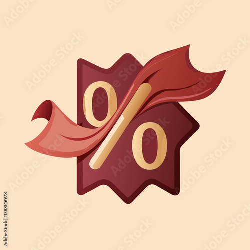 Percentage sign on a beige background, symbolizing numerical values or statistics.