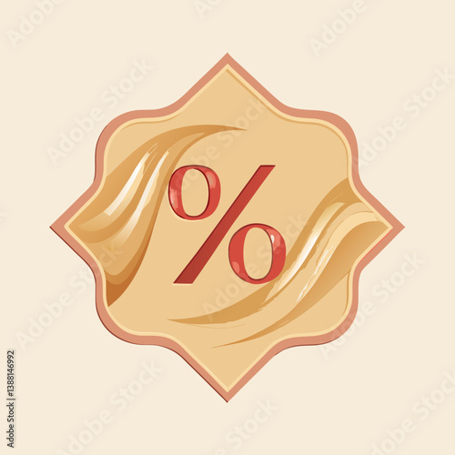 Percentage sign on a beige background, symbolizing numerical values or statistics.