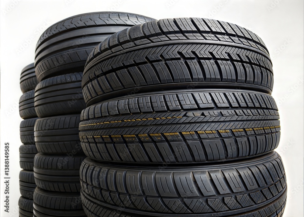Stacked Car Tires Ready for Installation Stacked Car Tires Ready for Installation