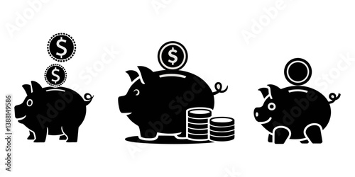 Piggy bank with Pound coin. Icon for design. Easily editable, Piggy bank icon. simple thin line vector icon, Piggy bank vectors icons pack for apps and Ui Ux desigs, Piggy bank vectors icons set.
