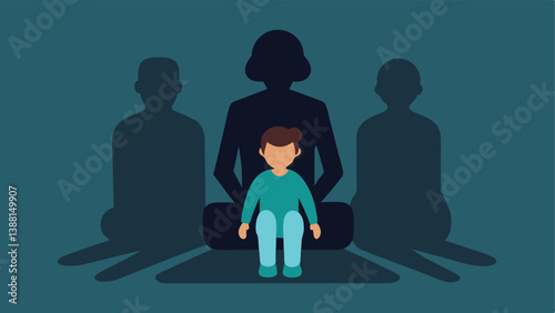 Family Portrait An of a family picture with a shadowy figure sitting apart symbolizing the impact of addiction on familial relationships.