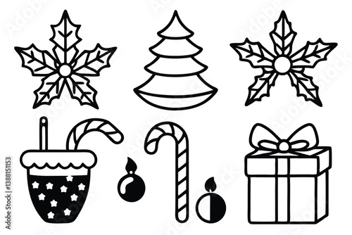 December, calendar, holly, postcard, hat, reindeer, angel, clip art, colors, cut out, greeting, icon set, tradition, vacations, weather, Christmas ornament, design element, frost, frozen, ice, snowing