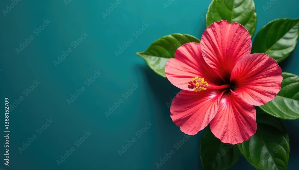 custom made wallpaper toronto digitalBold tropical hibiscus blooms in vibrant hues on dark teal, dark teal, floral pattern, background