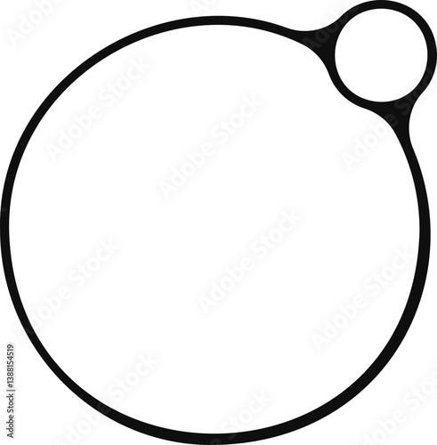 One large soap bubble and one small bubble arranged together in an abstract shape.