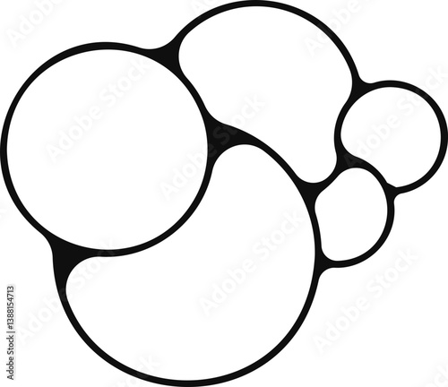 Circular bubbles grouped in a set of five, forming an abstract shape.