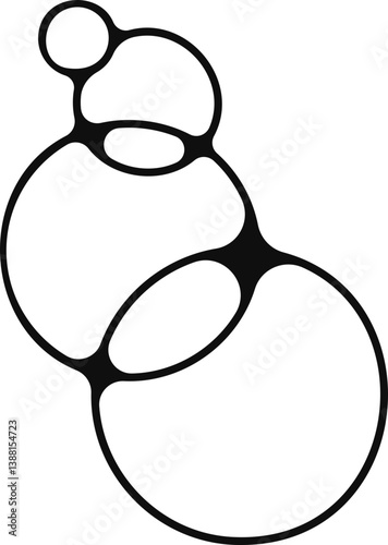 Graphic outline of four soap bubbles merged and fused in an abstract shape.