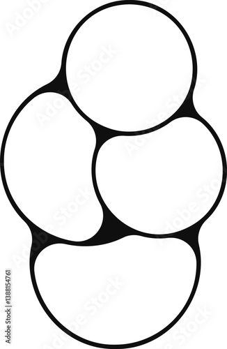 Outline of four soap bubbles joined in a single, merged shape.