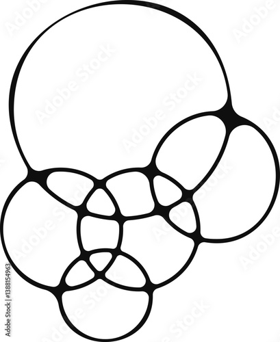 Soap bubbles joined together in a merged, rounded design.