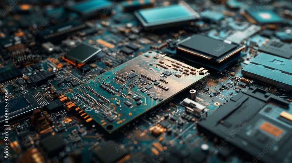 Innovative circuit design showcase technology lab digital art macro view electronic concepts for engineering