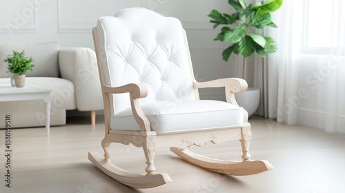 Elegant white rocking chair in a modern living room setting