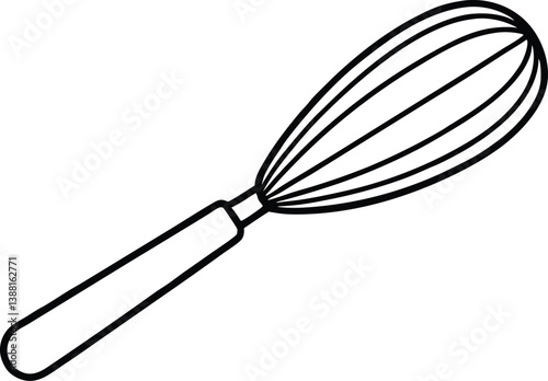 Whisk outline coloring book page line art vector illustration 