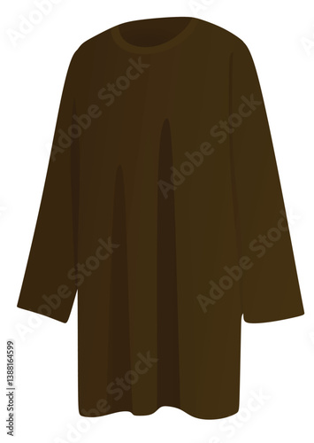 Brown  modest dress. vector illustration