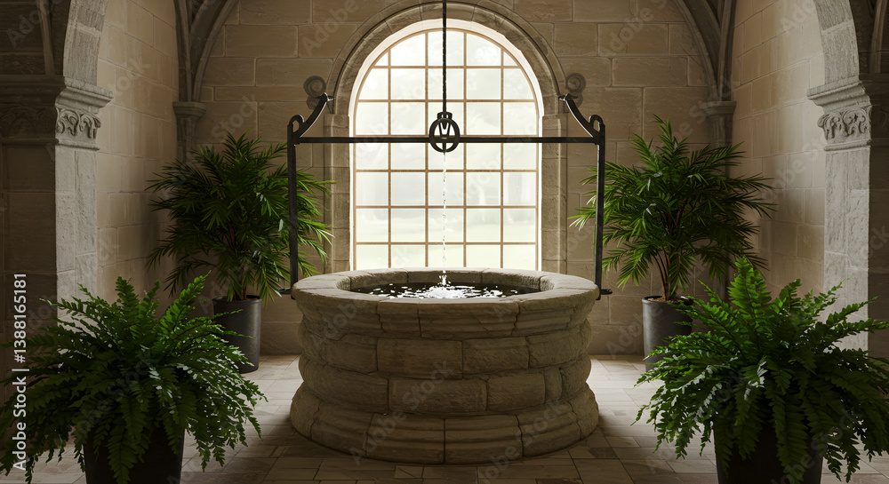 Fototapeta premium Restored Eighteenth Century Well Converted into an Indoor Water Feature