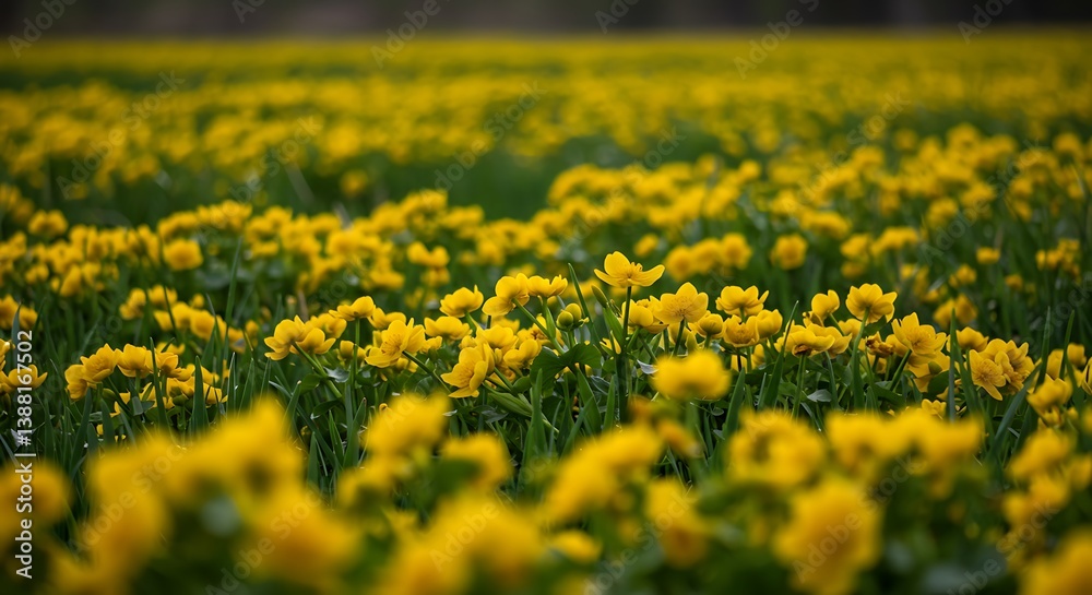 Obraz premium Golden Meadow: A Sea of Spring Blossoms AI Generated