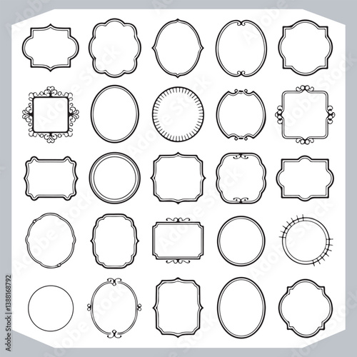 Obraz na płótnie Calligraphic Frames with Vintage Labels and Ornamental Silhouettes for Design Projects w salonie