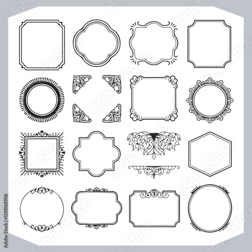 Obraz na płótnie Vintage Labels and Calligraphic Decorative Frames with Ornamental Design Corners w salonie