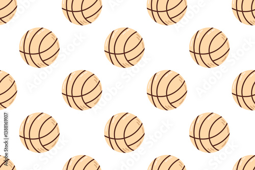 Seamless background pattern of beige volleyballs on white