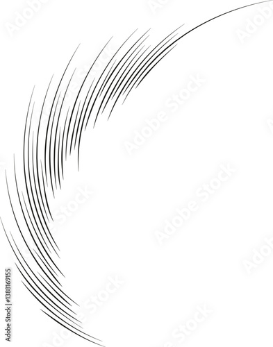 Irregular rays form a swirling pattern that occupies a quarter of a circular shape.