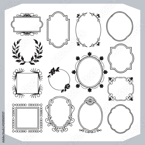 Obraz na płótnie Vintage Labels and Calligraphic Decorative Frames with Ornamental Design Corners w salonie