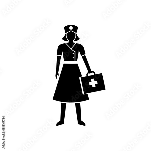 Nurse with Medical Kit Alternate Silhouette