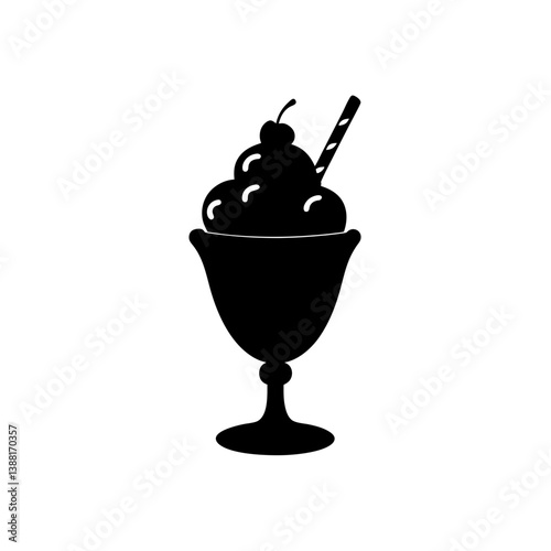 Ice Cream Sundae Silhouette One