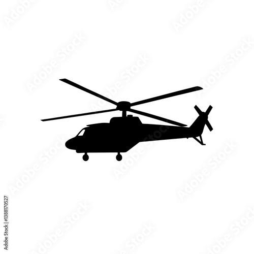 Helicopter Flying Silhouette Vector One