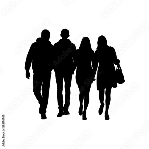 Group of Friends Walking Silhouette
