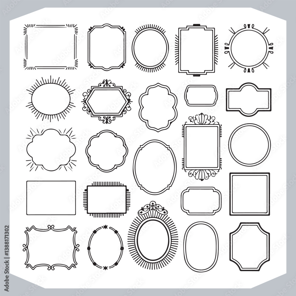Ornamental and Calligraphic Frames Collection for Vintage Labels and Corner Designs